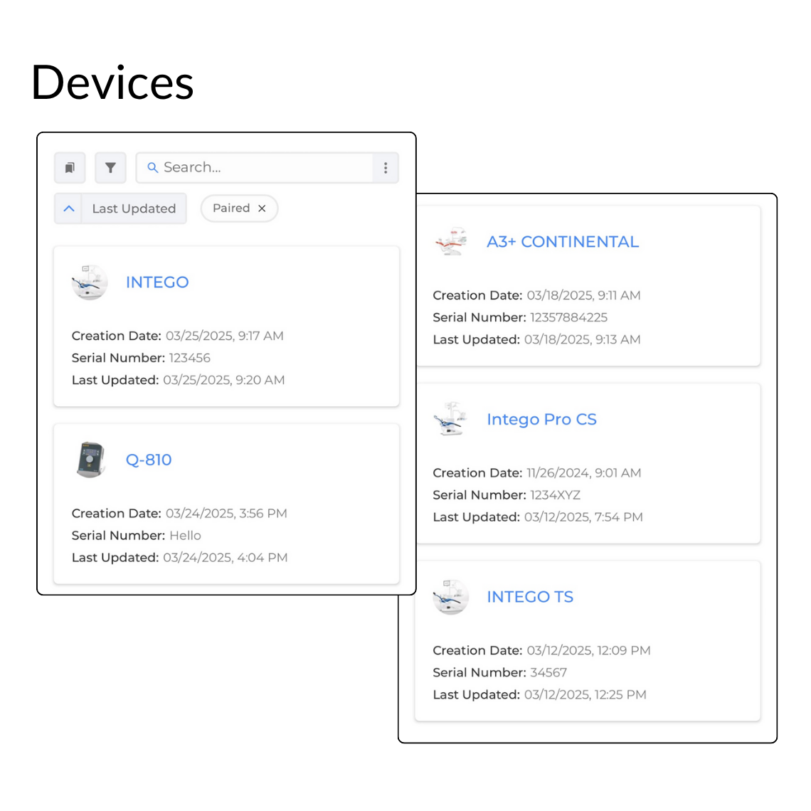 Access all your registered devices using Service First website